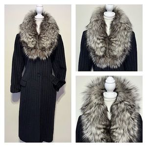 Vintage Italian Made Wool Coat with Genuine Fur Collar